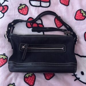 Black Handbag with White Stitching